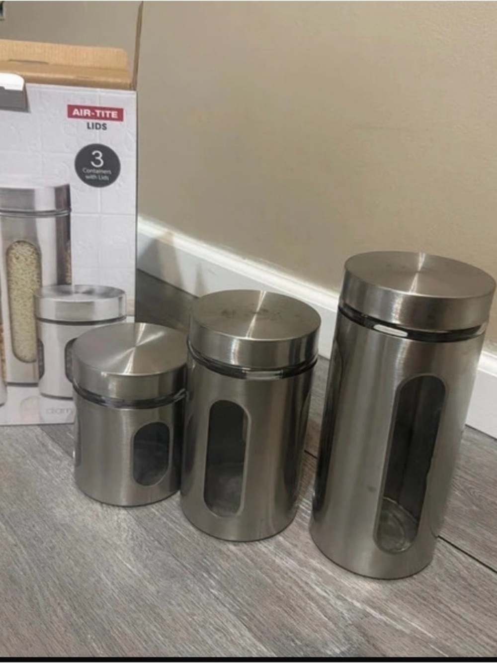 Stainless Steel Canister Set - Silver (3-Piece)